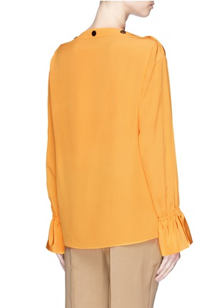 Back View - Click To Enlarge - EMILIO PUCCI - Flared cuff button stud silk top