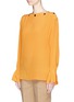 Front View - Click To Enlarge - EMILIO PUCCI - Flared cuff button stud silk top