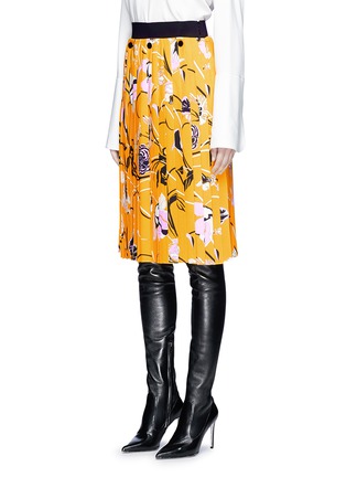 Front View - Click To Enlarge - EMILIO PUCCI - 'Verbania' floral print pleated crepe skirt