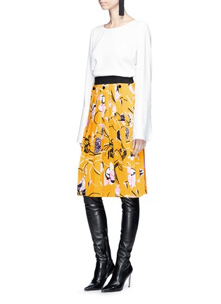 Figure View - Click To Enlarge - EMILIO PUCCI - 'Verbania' floral print pleated crepe skirt