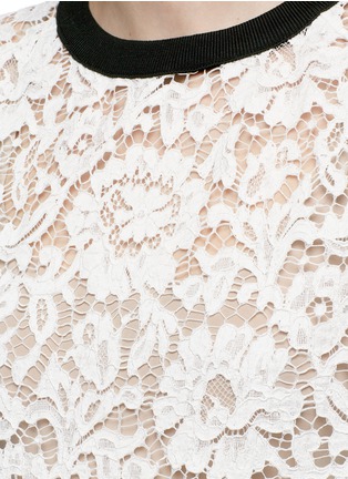 Detail View - Click To Enlarge - VALENTINO GARAVANI - Sport stripe trim floral lace sweatshirt