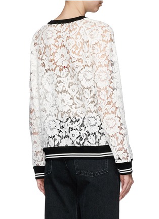 Back View - Click To Enlarge - VALENTINO GARAVANI - Sport stripe trim floral lace sweatshirt