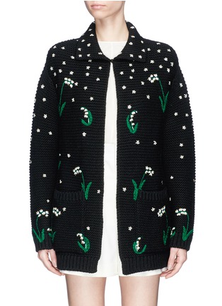 Main View - Click To Enlarge - VALENTINO GARAVANI - Lily of the valley floral embroidered maxi cardigan
