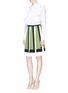 Figure View - Click To Enlarge - VALENTINO GARAVANI - Colourblock knife pleat crepe skirt