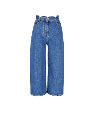 Main View - Click To Enlarge - VALENTINO GARAVANI - Scalloped wide leg cropped jeans