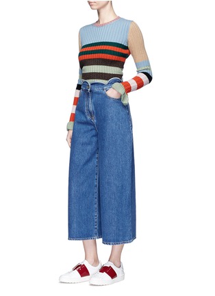 Figure View - Click To Enlarge - VALENTINO GARAVANI - Scalloped wide leg cropped jeans