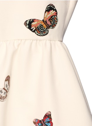 Detail View - Click To Enlarge - VALENTINO GARAVANI - Beaded butterfly virgin wool-silk crepe dress