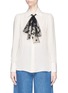 Main View - Click To Enlarge - VALENTINO GARAVANI - Floral embroidered neck tie silk crepe shirt