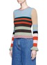 Front View - Click To Enlarge - VALENTINO GARAVANI - Ruffle cuff colourblock virgin wool sweater