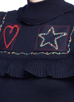 Detail View - Click To Enlarge - VALENTINO GARAVANI - Heart star patch virgin wool sweater