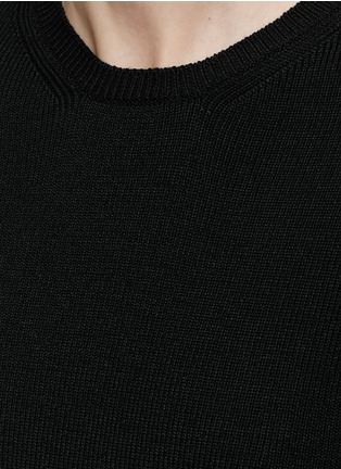 Detail View - Click To Enlarge - VALENTINO GARAVANI - Tie lace back underlay virgin wool sweater