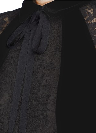 Detail View - Click To Enlarge - VALENTINO GARAVANI - Pussybow velvet lace crepe dress