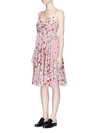 Front View - Click To Enlarge - VALENTINO GARAVANI - Bow front daisy print silk dress