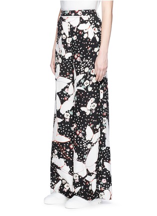 Front View - Click To Enlarge - VALENTINO GARAVANI - Butterfly print silk crepe wide leg sailor pants