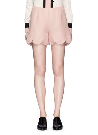 Main View - Click To Enlarge - VALENTINO GARAVANI - Rockstud scalloped crepe couture shorts