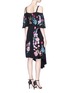 Back View - Click To Enlarge - 68244 - 'Woodland' floral embroidered cold shoulder silk dress