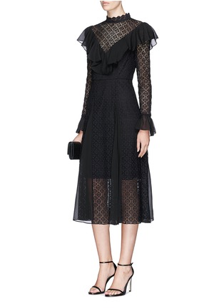 Figure View - Click To Enlarge - 68244 - 'Prairie' geometric lace and chiffon dress