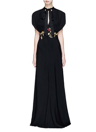 Main View - Click To Enlarge - 68244 - 'Waterlily' woodland embellished crepe maxi dress