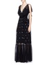 Figure View - Click To Enlarge - 68244 - 'Starling' bird embellished chiffon gown