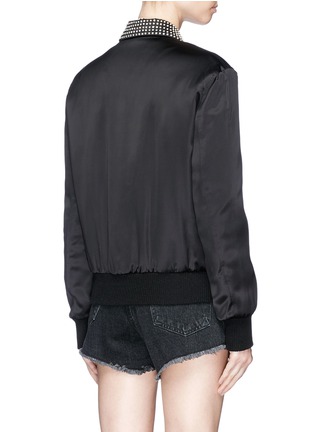 Back View - Click To Enlarge - SAINT LAURENT - 'Je t'aime' crystal collar satin bomber jacket