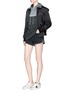 Figure View - Click To Enlarge - SAINT LAURENT - 'Je t'aime' crystal collar satin bomber jacket