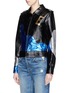Front View - Click To Enlarge - SAINT LAURENT - Love python patch calfskin leather oversized teddy jacket
