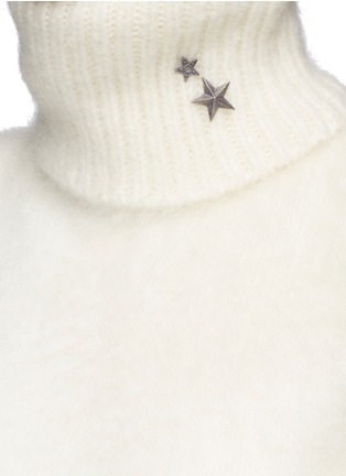 Detail View - Click To Enlarge - SAINT LAURENT - Star pin brushed knit turtleneck sweater