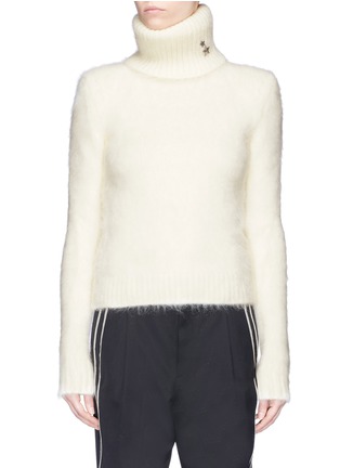 Main View - Click To Enlarge - SAINT LAURENT - Star pin brushed knit turtleneck sweater