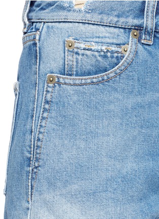 Detail View - Click To Enlarge - SAINT LAURENT - Logo embroidered ripped denim shorts