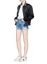 Figure View - Click To Enlarge - SAINT LAURENT - Logo embroidered ripped denim shorts