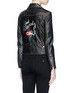 Back View - Click To Enlarge - SAINT LAURENT - Lips smoking print calfskin leather biker jacket