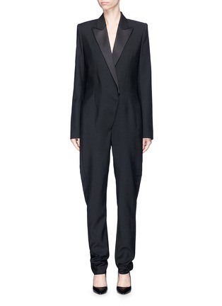 Main View - Click To Enlarge - SAINT LAURENT - 'Iconic le Smoking' wool-mohair suiting jumpsuit