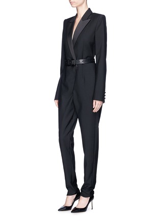 Figure View - Click To Enlarge - SAINT LAURENT - 'Iconic le Smoking' wool-mohair suiting jumpsuit