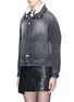 Front View - Click To Enlarge - SAINT LAURENT - Detachable shearling collar padded denim jacket