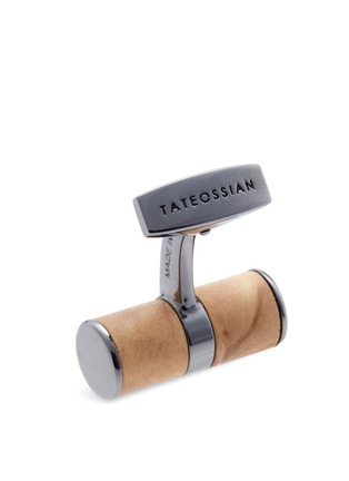 Detail View - Click To Enlarge - TATEOSSIAN - Wood cylinder sterling silver cufflinks
