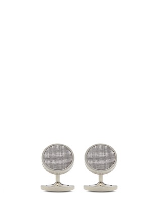 Main View - Click To Enlarge - TATEOSSIAN - Graffiato leather inlay titanium cufflinks