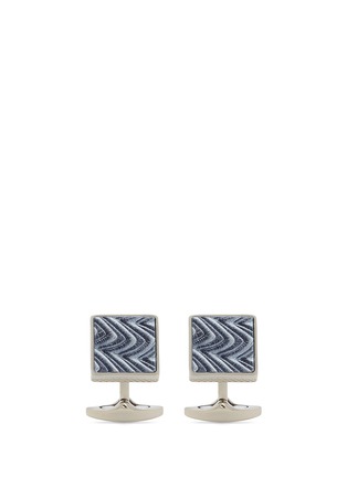 Main View - Click To Enlarge - TATEOSSIAN - Wave embossed leather inlay titanium cufflinks