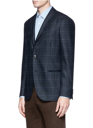 Front View - Click To Enlarge - BOGLIOLI - 'K Jacket' windowpane check wool soft blazer