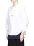 Front View - Click To Enlarge - TOGA ARCHIVES - Ribbon collar double breasted broadcloth shirt
