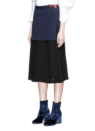 Front View - Click To Enlarge - TOGA ARCHIVES - Crepe underlay buckled wool knit skirt