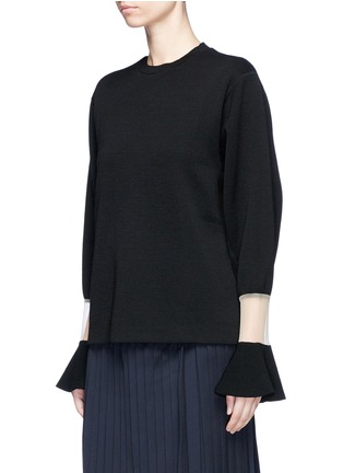 Front View - Click To Enlarge - TOGA ARCHIVES - Mesh trim wool sweater