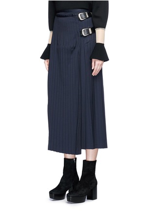 Front View - Click To Enlarge - TOGA ARCHIVES - Leather belt pleated wrap skirt