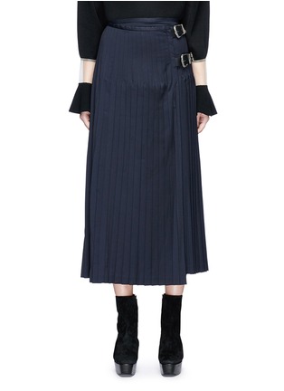 Main View - Click To Enlarge - TOGA ARCHIVES - Leather belt pleated wrap skirt
