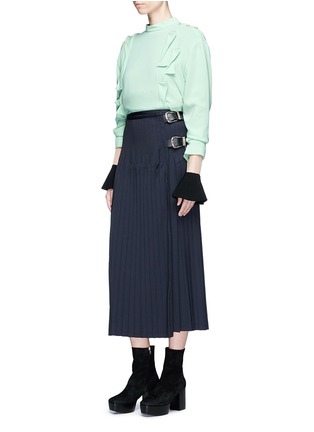 Figure View - Click To Enlarge - TOGA ARCHIVES - Leather belt pleated wrap skirt