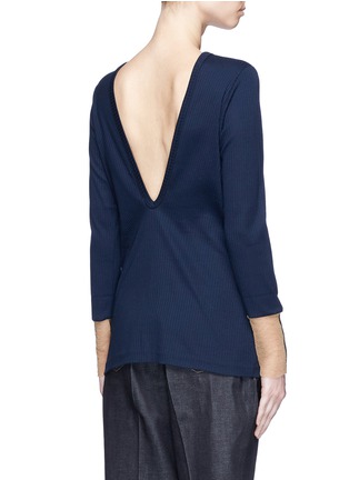 Back View - Click To Enlarge - TOGA ARCHIVES - Mesh trim rib long sleeve T-shirt