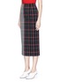 Front View - Click To Enlarge - VICTORIA BECKHAM - Stripe check plaid pencil skirt