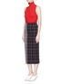 Figure View - Click To Enlarge - VICTORIA BECKHAM - Stripe check plaid pencil skirt