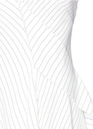 Detail View - Click To Enlarge - VICTORIA BECKHAM - Asymmetric ruffle pinstripe silk sleeveless dress