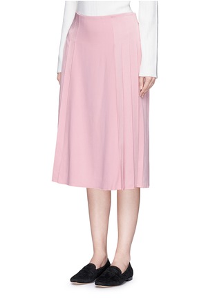 Front View - Click To Enlarge - VICTORIA BECKHAM - Pleated side crepe midi skirt
