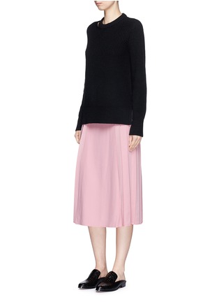 Figure View - Click To Enlarge - VICTORIA BECKHAM - Pleated side crepe midi skirt